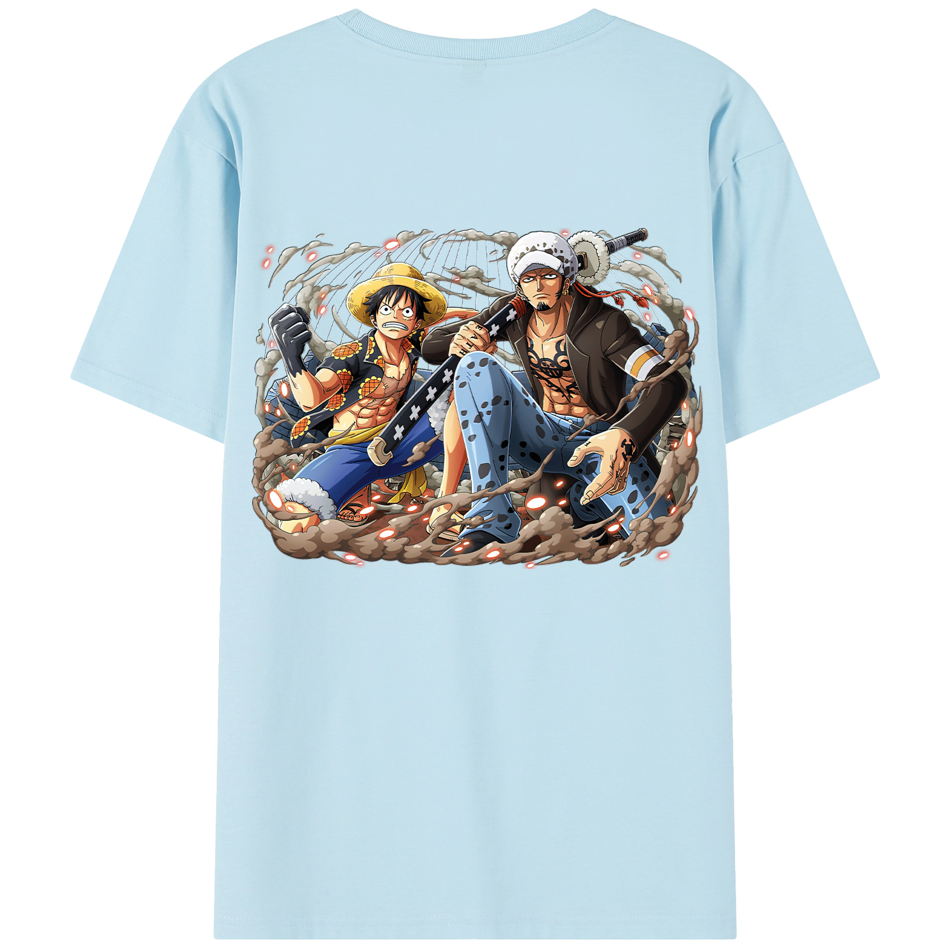 ワンピース モンキー・D・ルフィ ONE PIECE Monkey D. Luffy 綿100％半袖Tシャツ（背面プリント）